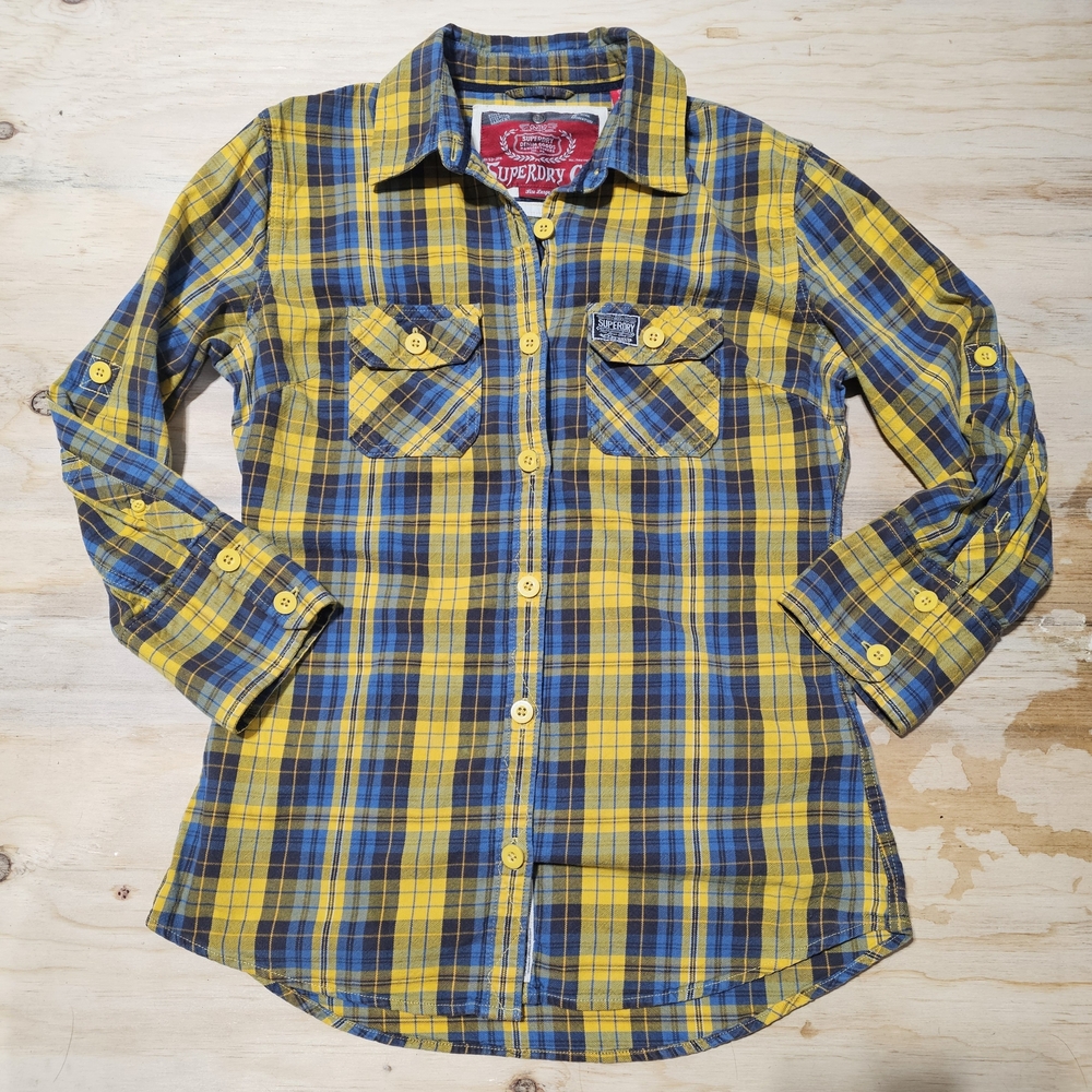 Superdry Yellow & Blue Plaid Button-Up Shirt